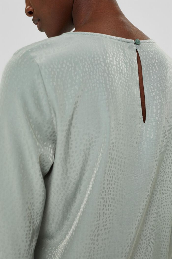 Blouse with a subtle polka dot pattern, DUSTY GREEN, detail image number 2
