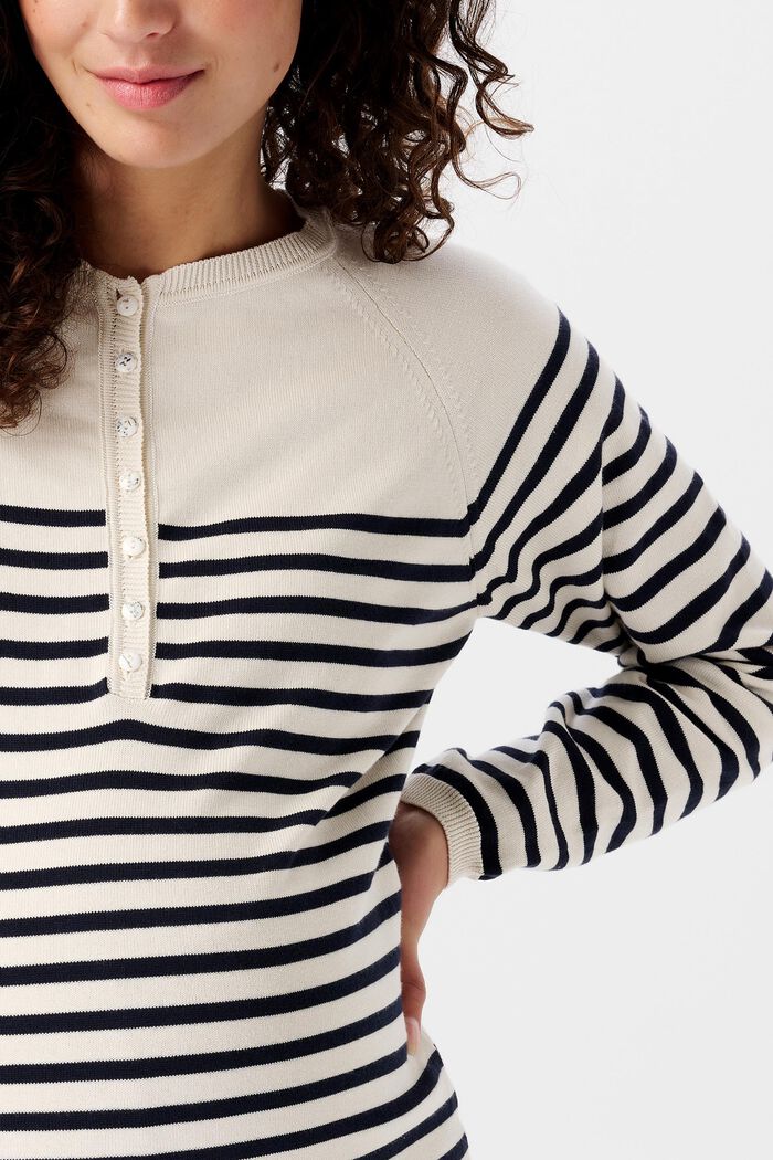 Striped Maternity Sweatshirt, OFF WHITE, detail image number 1