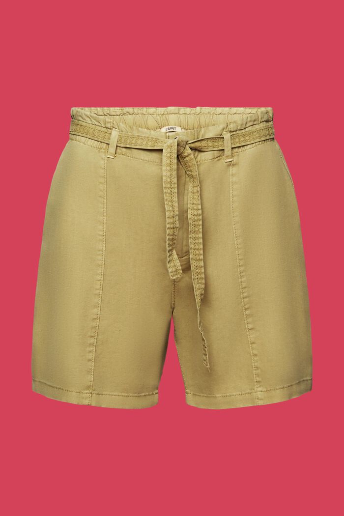 Shorts with a tie belt, linen blend, PISTACHIO GREEN, detail image number 8