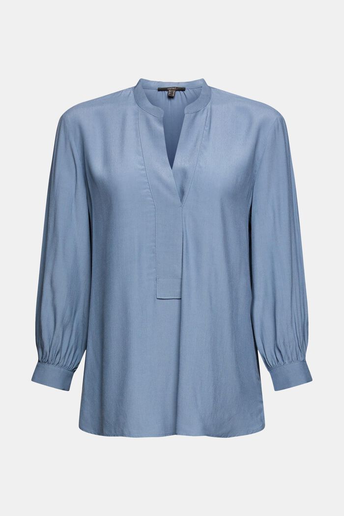 Tunic blouse with LENZING™ ECOVERO™, GREY BLUE, detail image number 7