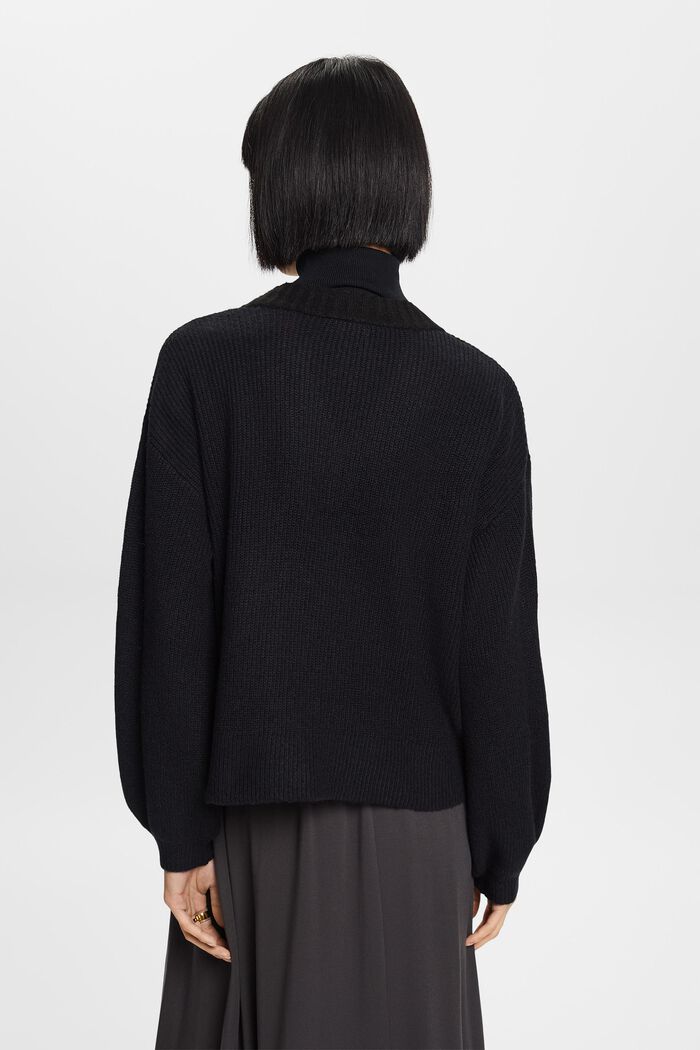 V-neck jumper, wool blend, BLACK, detail image number 4