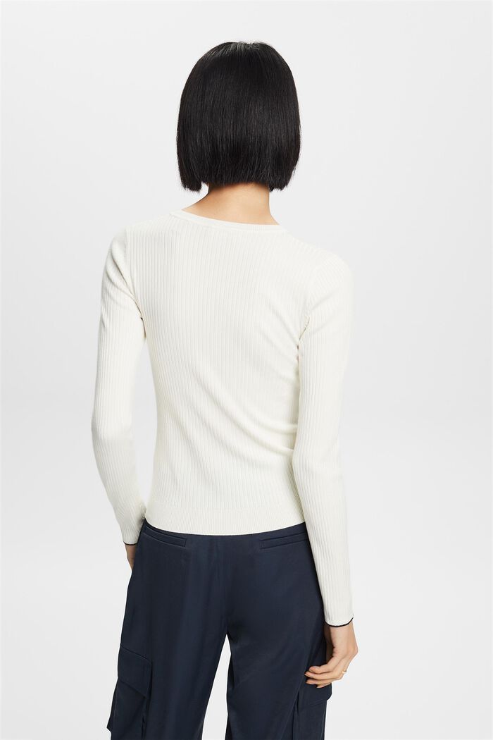 Striped Rib-Knit Top, OFF WHITE, detail image number 3