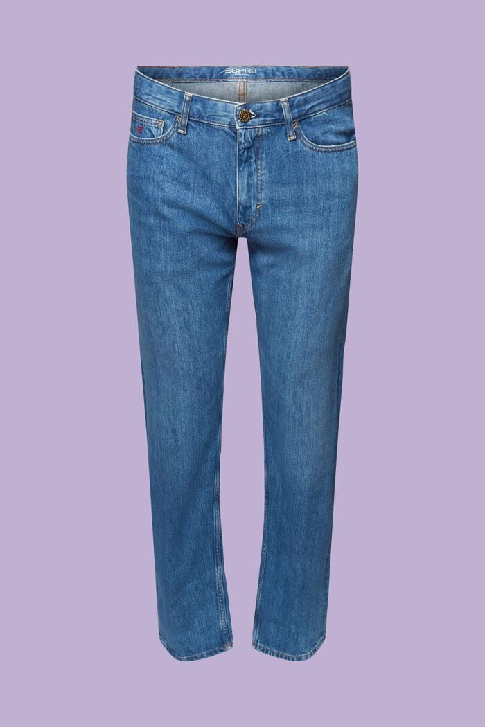 Mid-Rise Straight Jeans, BLUE LIGHT WASHED, detail image number 6