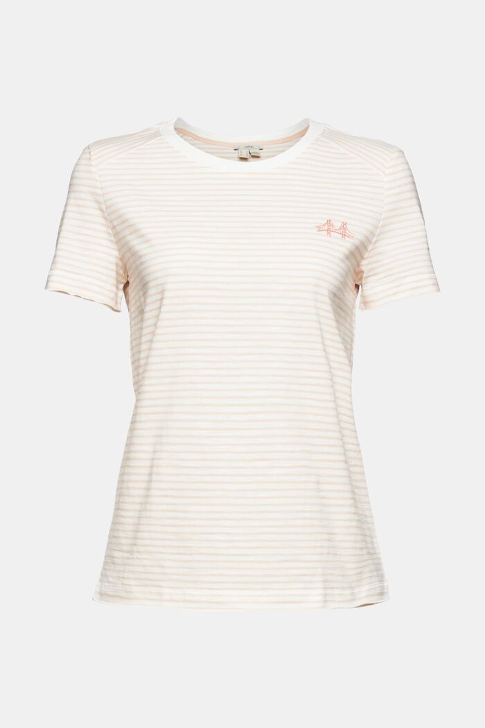 Striped T-shirt with embroidered motif, NUDE, detail image number 6