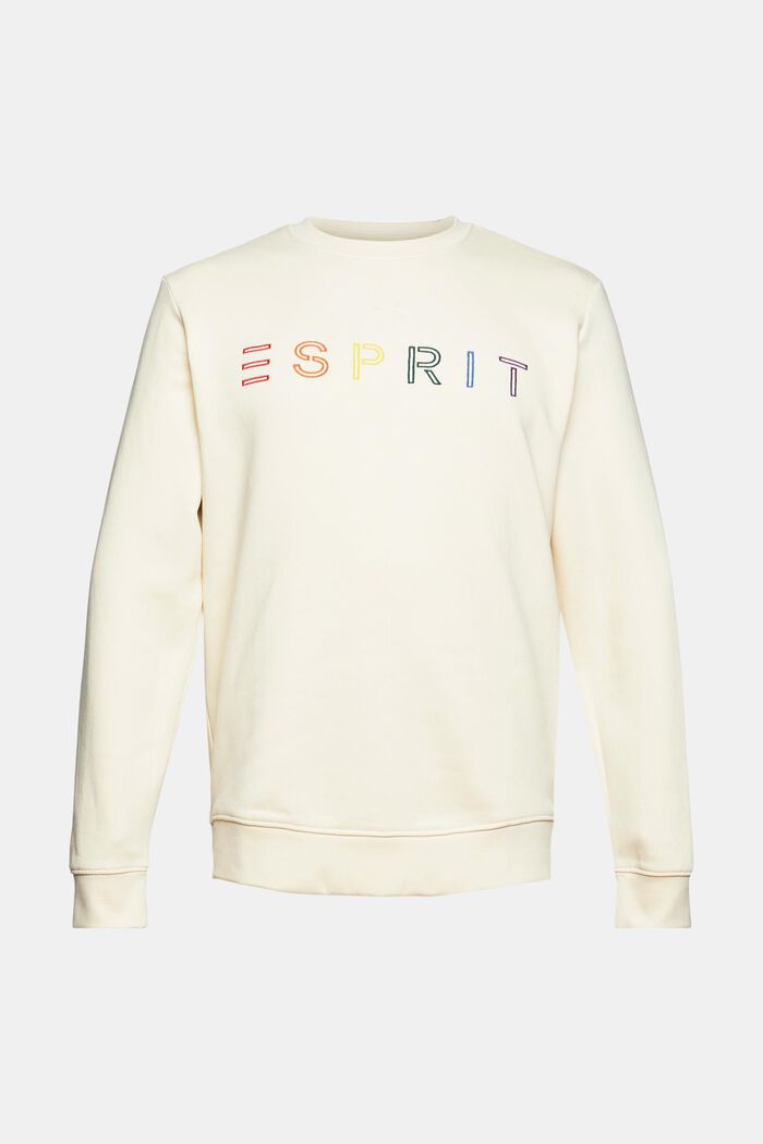 Recycled: sweatshirt with logo embroidery, CREAM BEIGE, detail image number 6