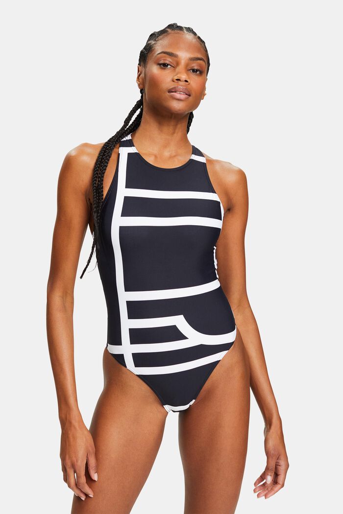 Printed Swimsuit, BLACK, detail image number 1