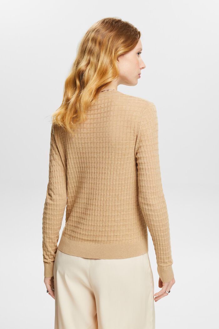 Structured Knit Sweater, BEIGE, detail image number 2