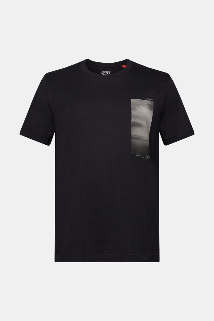 Organic Cotton Print T-Shirt, BLACK, detail image number 6