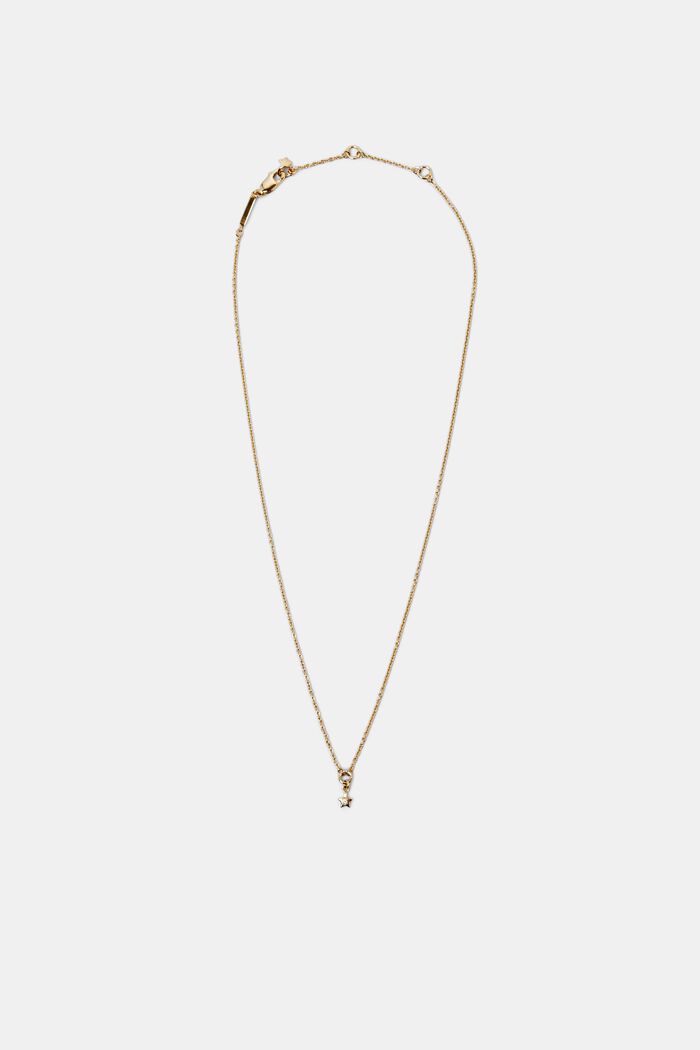 Dainty Sterling Silver Diamond Necklace, GOLD, detail image number 0