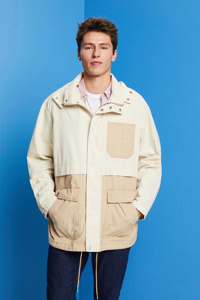 Transitional parka jacket, 100% cotton, SAND, detail image number 0