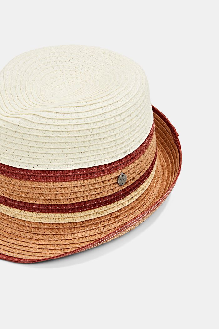 Striped trilby hat made of paper bast, OFF WHITE, detail image number 1