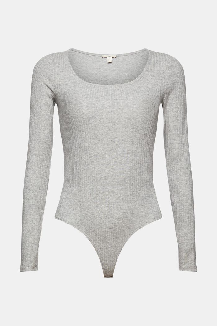 Ribbed bodysuit made of an organic cotton blend, MEDIUM GREY, overview