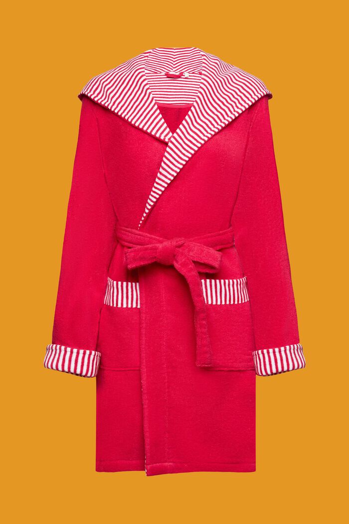 Terry cloth bathrobe with striped lining, RASPBERRY, detail image number 5