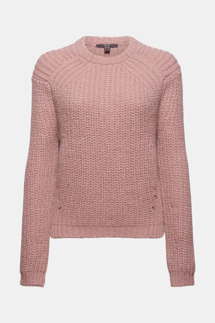 With alpaca: textured jumper, OLD PINK, overview