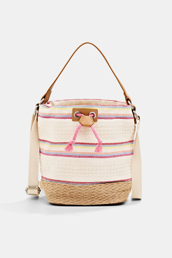 Vegan: Bucket bag with colourful stripes, PINK, detail image number 0
