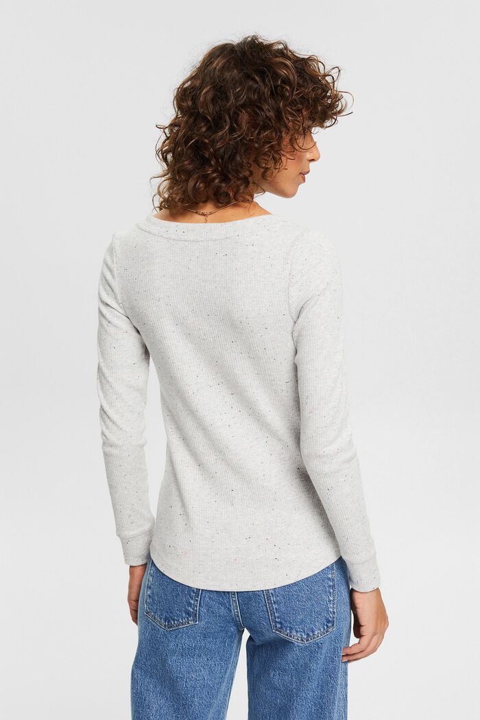 Long sleeve top featuring fantasy yarn, organic cotton blend, LIGHT GREY, detail image number 3