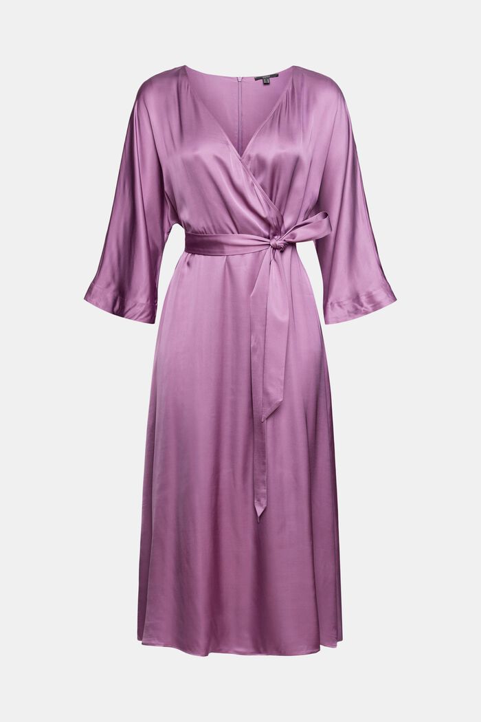Satin wrap dress, LENZING™ ECOVERO™, PURPLE, detail image number 5