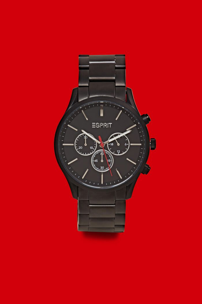Stainless-steel chronograph with a link bracelet, BLACK, detail image number 0