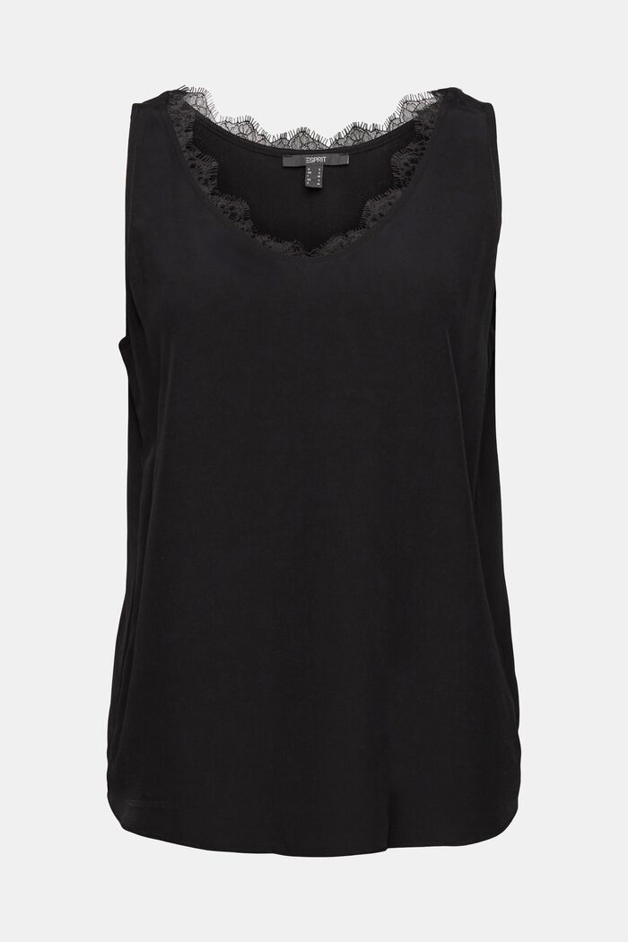 Top with lace made of LENZING™ ECOVERO™, BLACK, detail image number 6