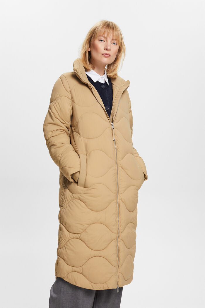 Quilted Coat, KHAKI BEIGE, detail image number 0