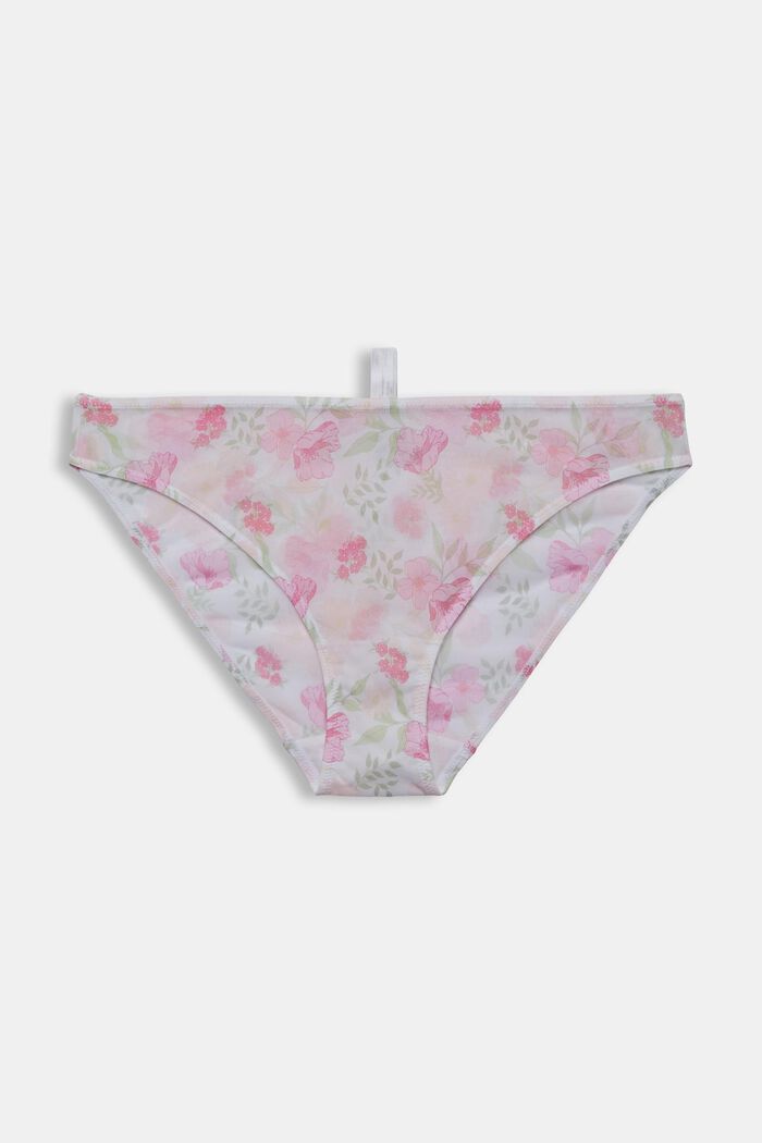 Made of recycled material: mesh briefs with a floral pattern, WHITE, overview