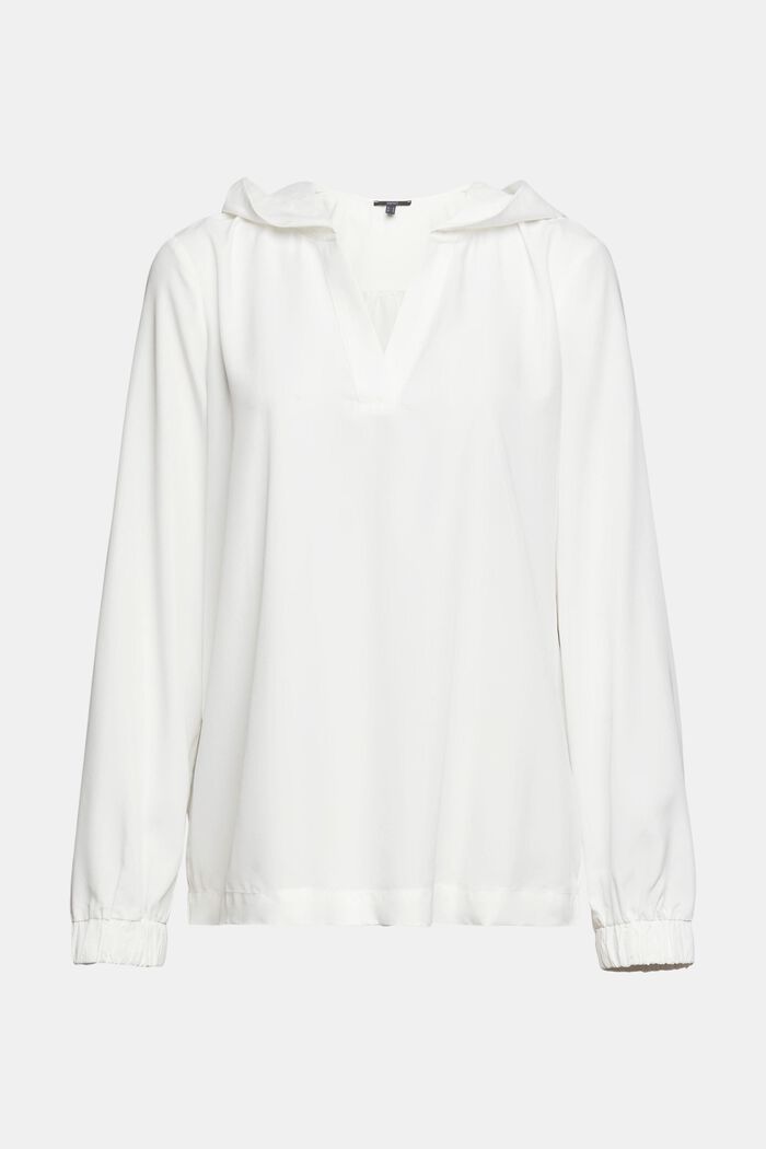 Containing TENCEL™: hooded blouse, OFF WHITE, overview