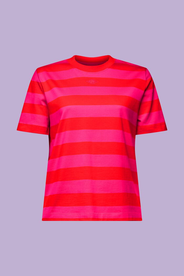 Striped Embroidered Logo T-Shirt, RED, detail image number 5