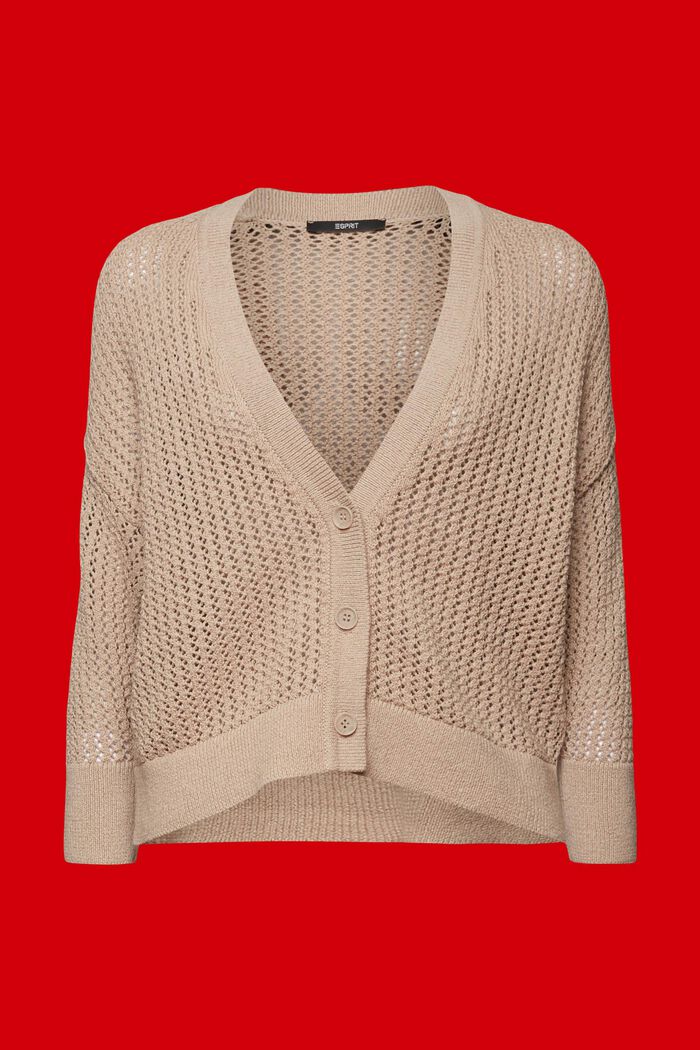 Open-Knit Cardigan, LIGHT TAUPE, detail image number 5