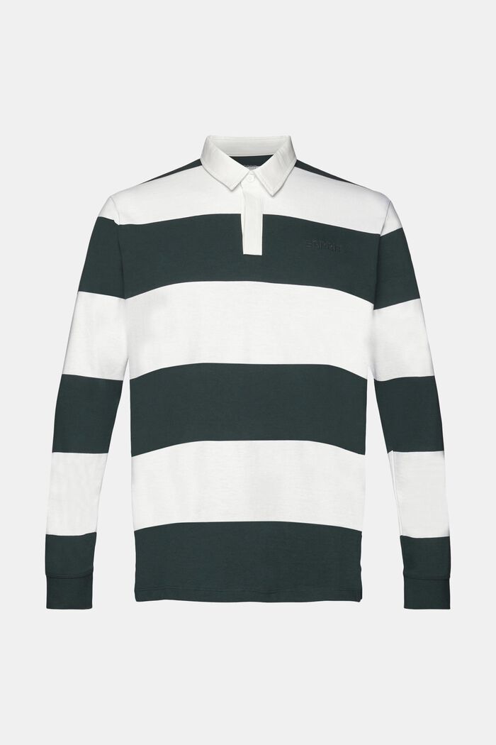 Long-sleeved polo shirt with stripes, DARK TEAL GREEN, detail image number 5