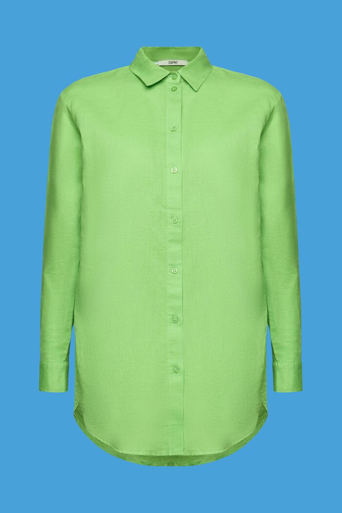 Linen-Cotton Blend Shirt, GREEN, detail image number 6