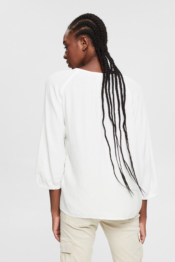Flowy blouse with 3/4 sleeves, OFF WHITE, detail image number 3