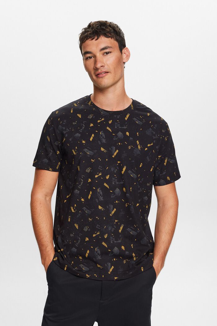 Cotton All-Over Print T-Shirt, BLACK, detail image number 1