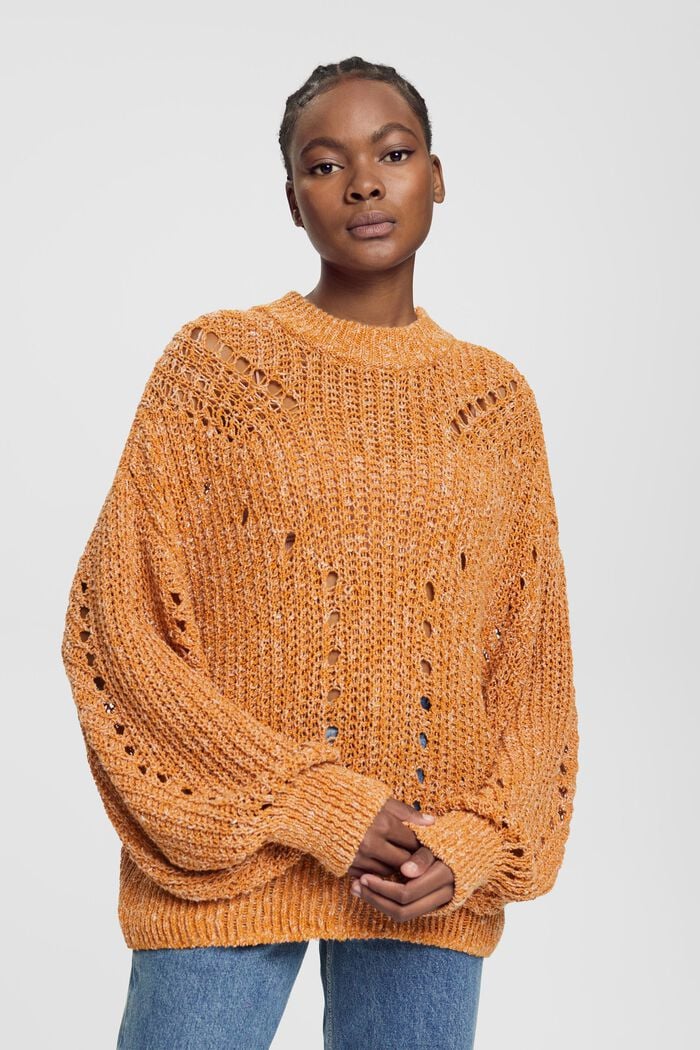 Pointelle jumper, cotton blend, HONEY YELLOW, detail image number 1