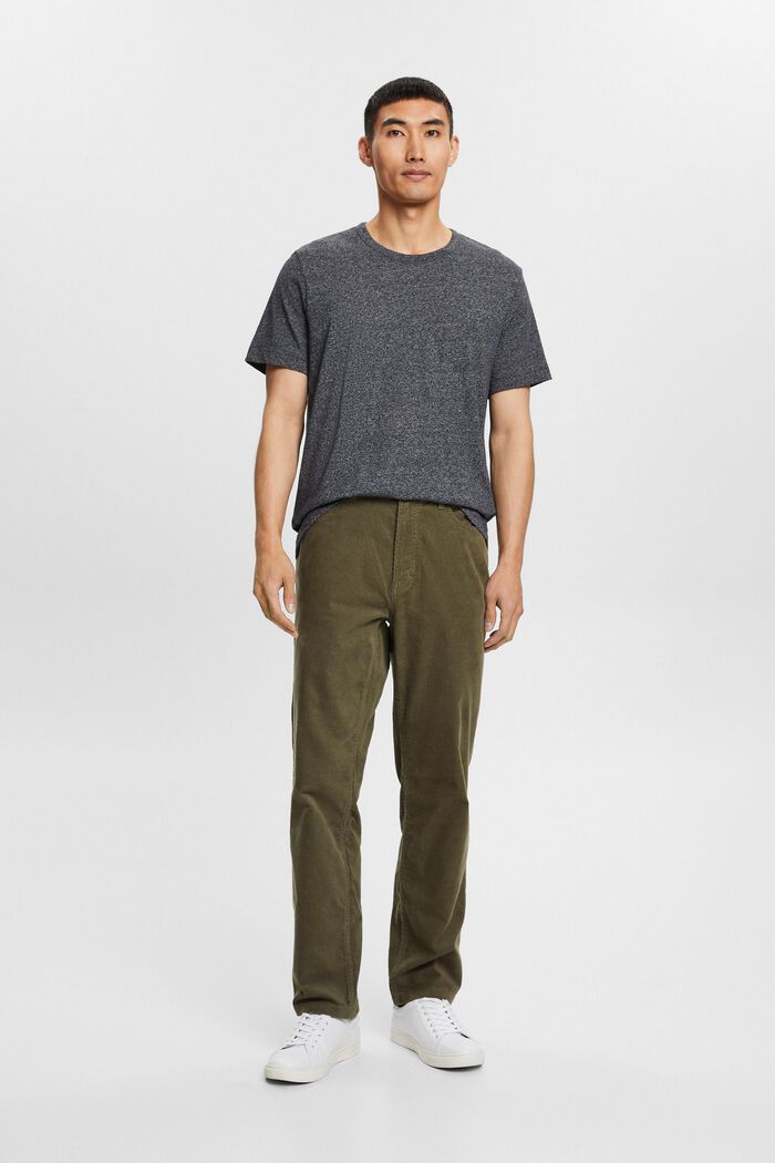 Straight Fit Corduroy Trousers, KHAKI GREEN, detail image number 0
