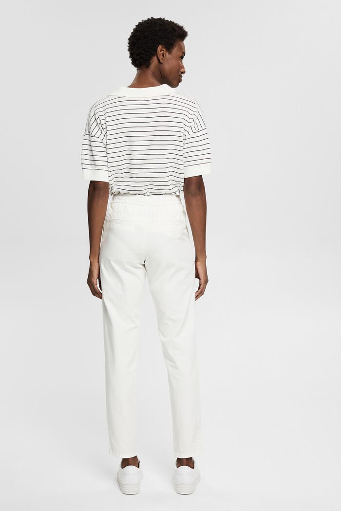 Chinos with a drawstring waistband, WHITE, detail image number 3