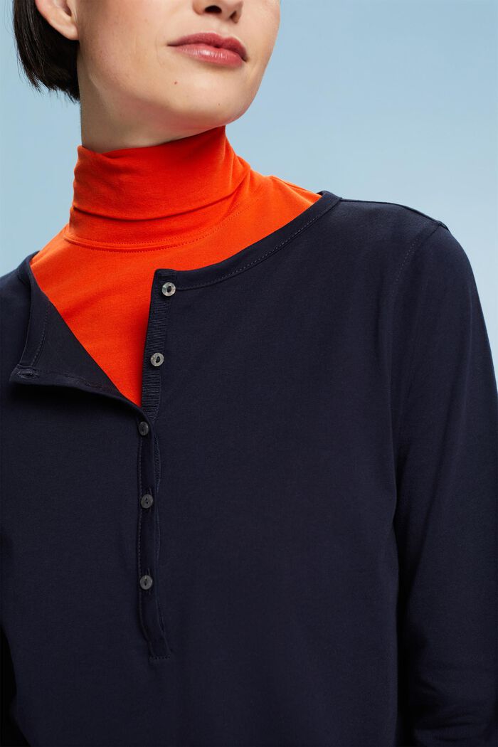 Henley Cotton Top, NAVY, detail image number 1