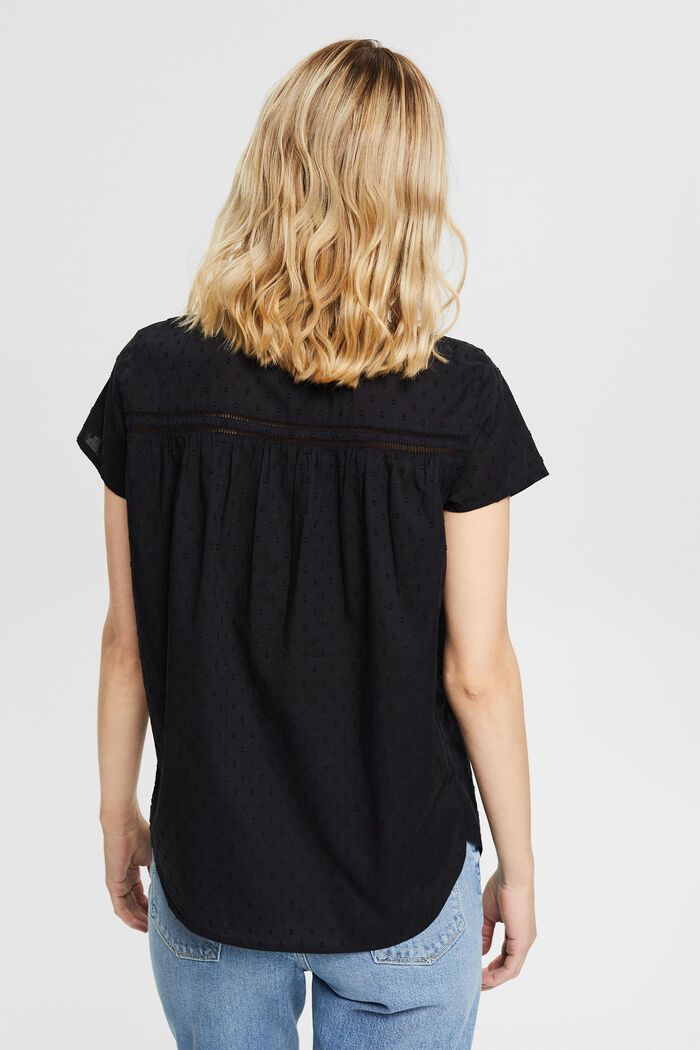 Blouse with a dobby texture, 100% cotton, BLACK, detail image number 3