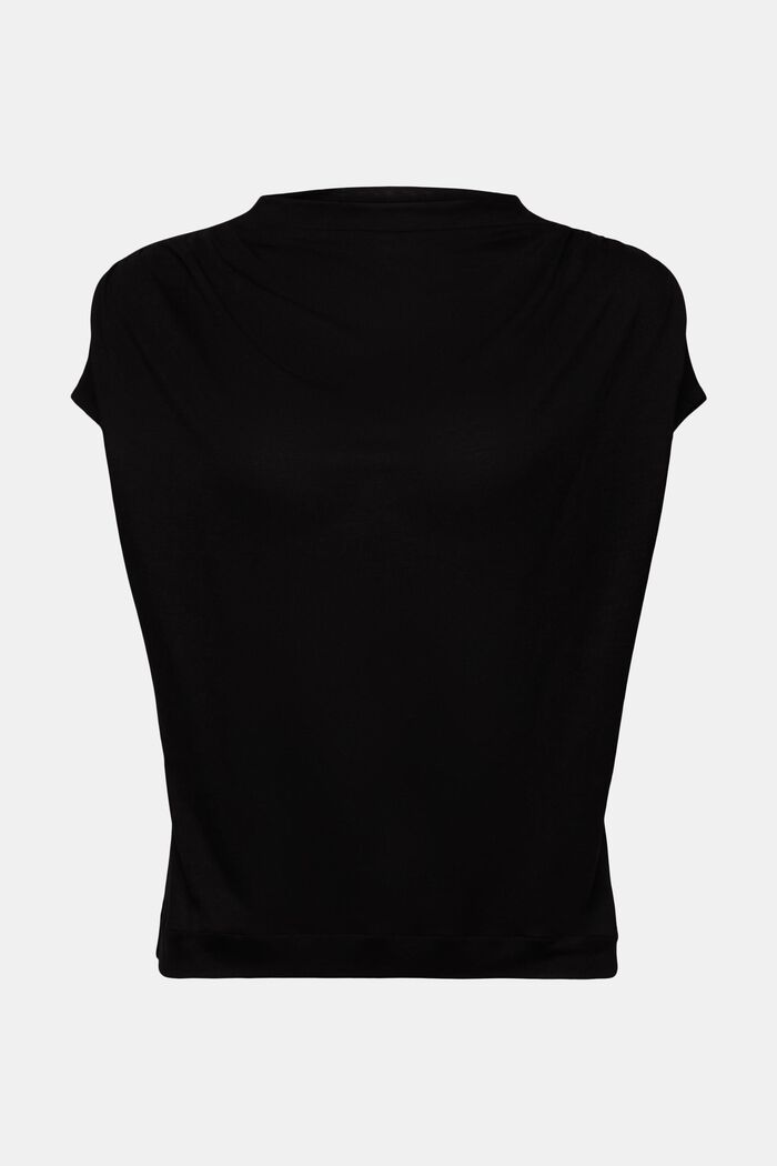 Mock Neck Jersey T-Shirt, BLACK, detail image number 6