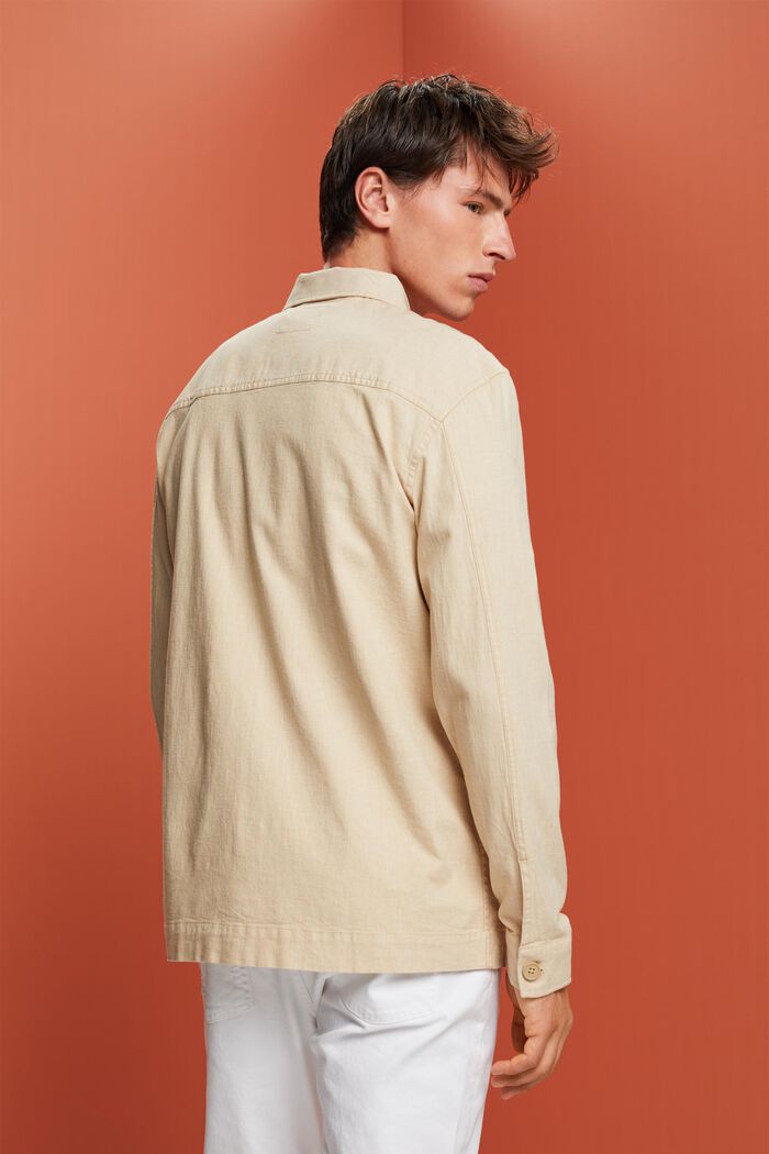 Herringbone shirt, linen blend, SAND, detail image number 3