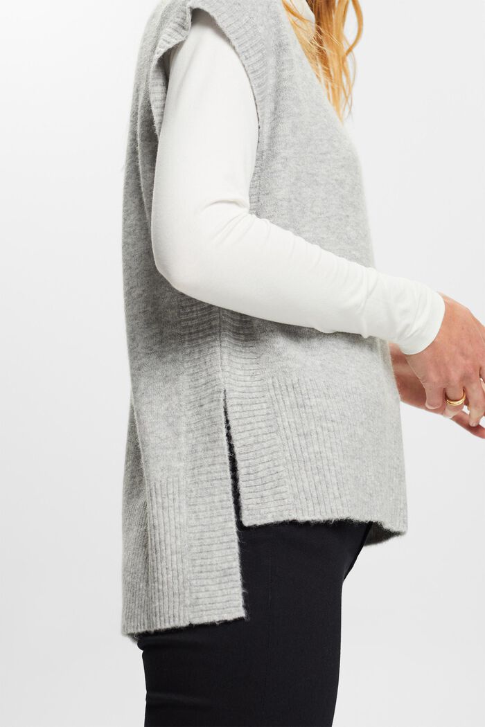 Wool Blend Knit Vest, LIGHT GREY, detail image number 2