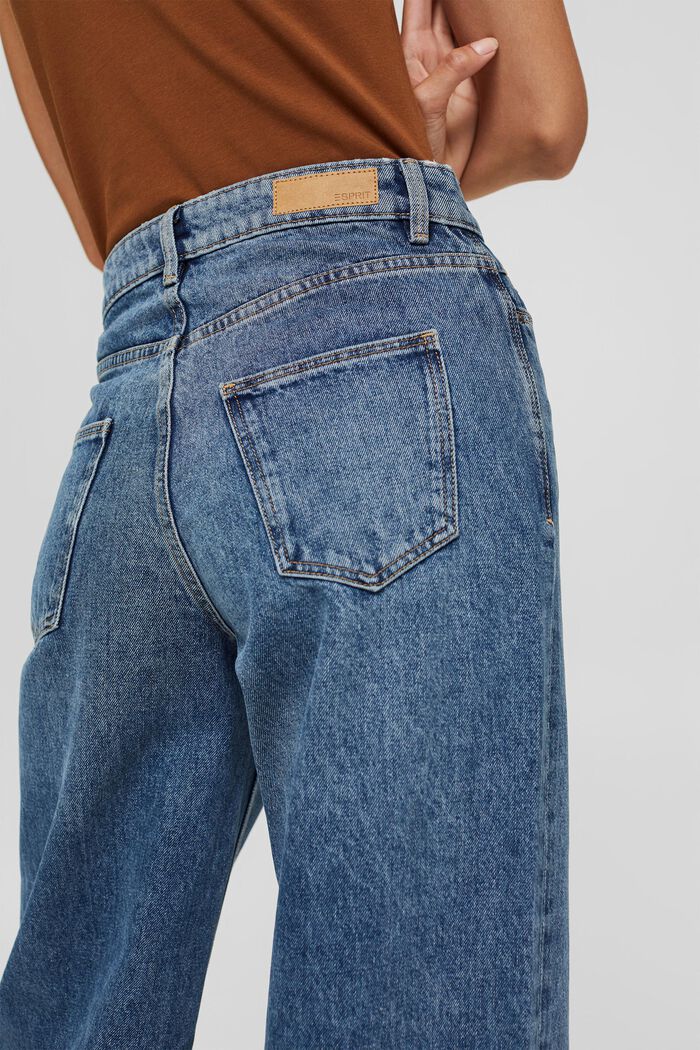 Wide-leg jeans, 100% organic cotton, BLUE MEDIUM WASHED, detail image number 5