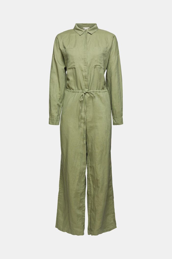 Made of blended linen: jumpsuit with a wide leg