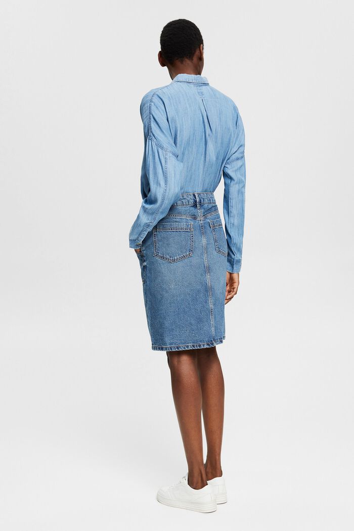 Denim skirt with a button placket, organic cotton, BLUE MEDIUM WASHED, detail image number 5