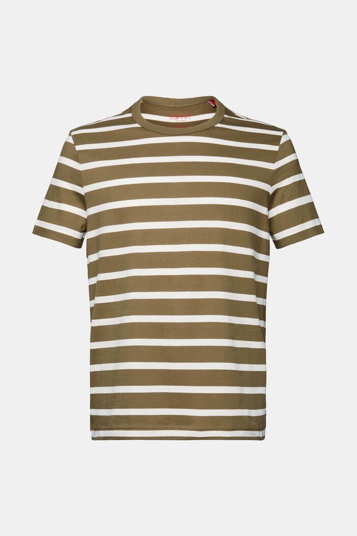 Striped Cotton Jersey T-Shirt, KHAKI GREEN, detail image number 6
