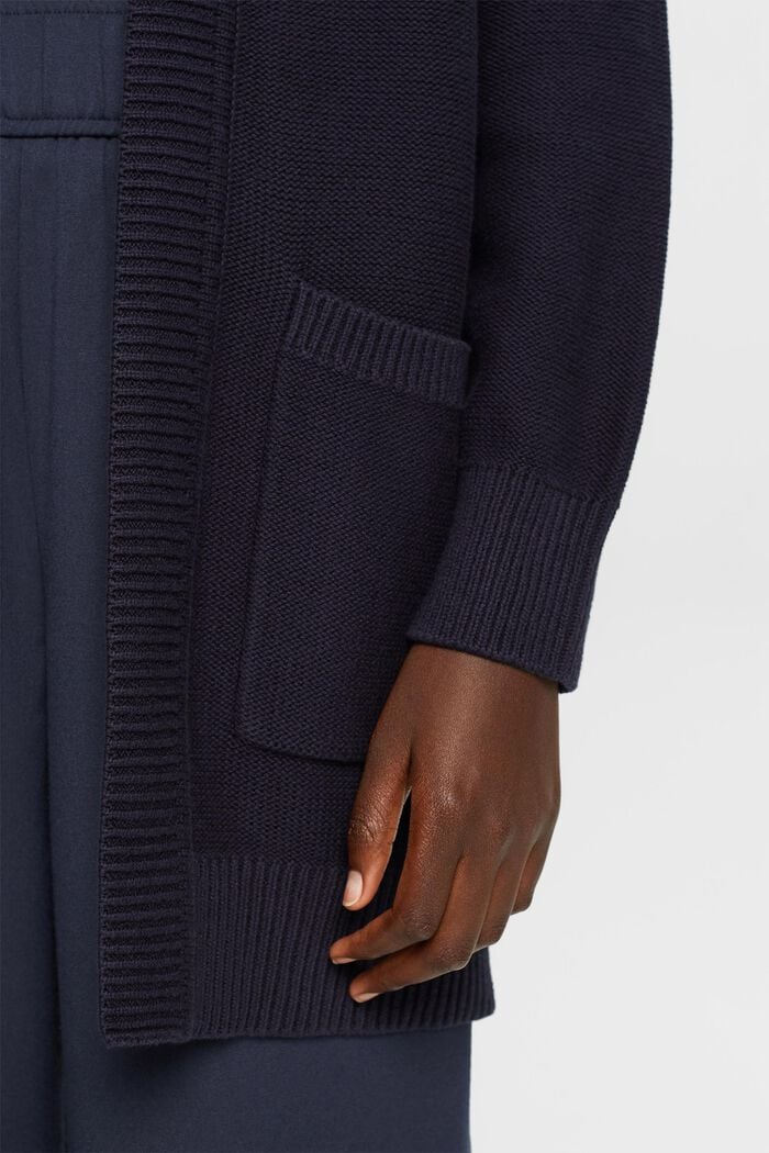 Open longline cardigan, 100% cotton, NAVY, detail image number 2
