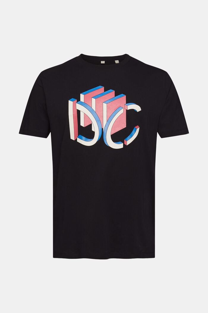 Jersey T-shirt with a graphic 3D logo print, BLACK, overview