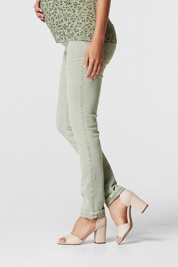 Stretch trousers with an over-bump waistband, REAL OLIVE, detail image number 2