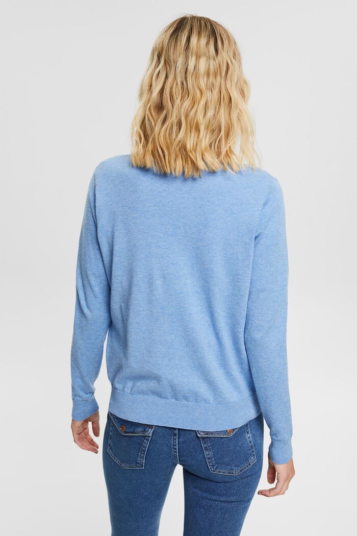 Fine knit jumper in 100% cotton, LIGHT BLUE LAVENDER, detail image number 3
