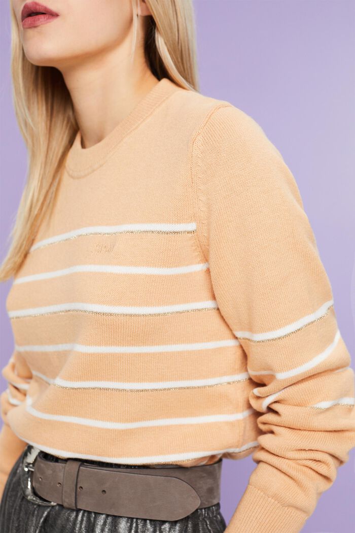 Striped knitted jumper with cashmere, BEIGE, detail image number 2