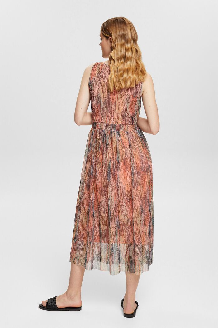 Printed midi-length mesh dress, BLACK, detail image number 4